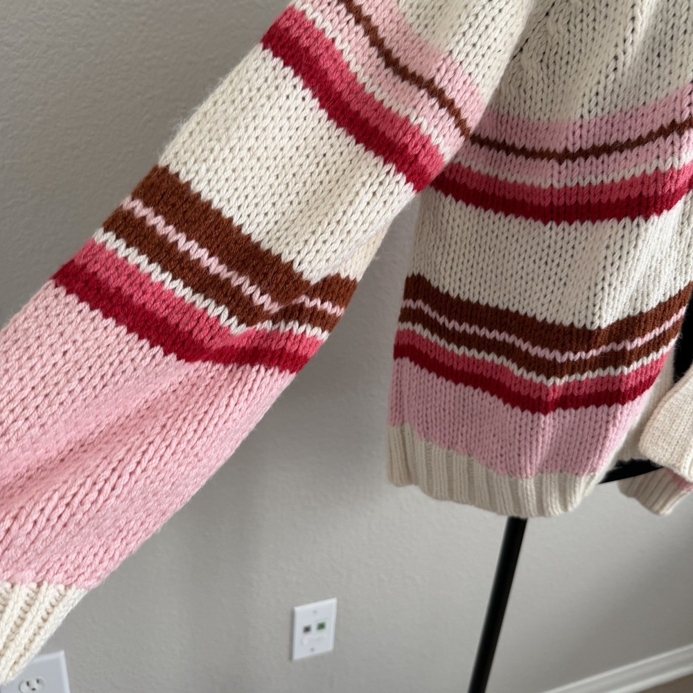 XíRENA Striped Cardigan XS Chunky Knit Boho Oversized Open Front Alpaca Blend - Picture 9 of 12